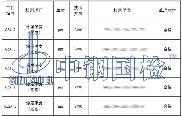 钢结构部分检测结果